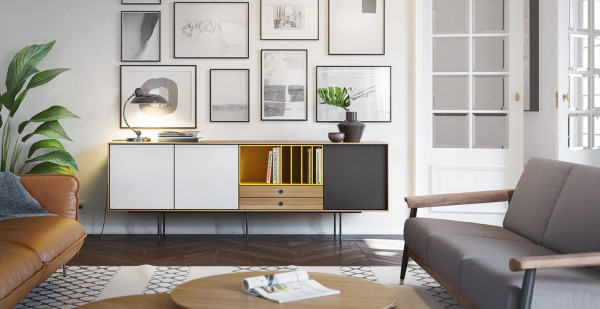 Treku Aura Sideboard Eiche Weiss Ocker Graphite